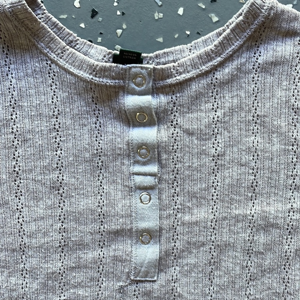 wild fable Long Sleeve Grey Pointelle Blouse - Picture 2 of 6